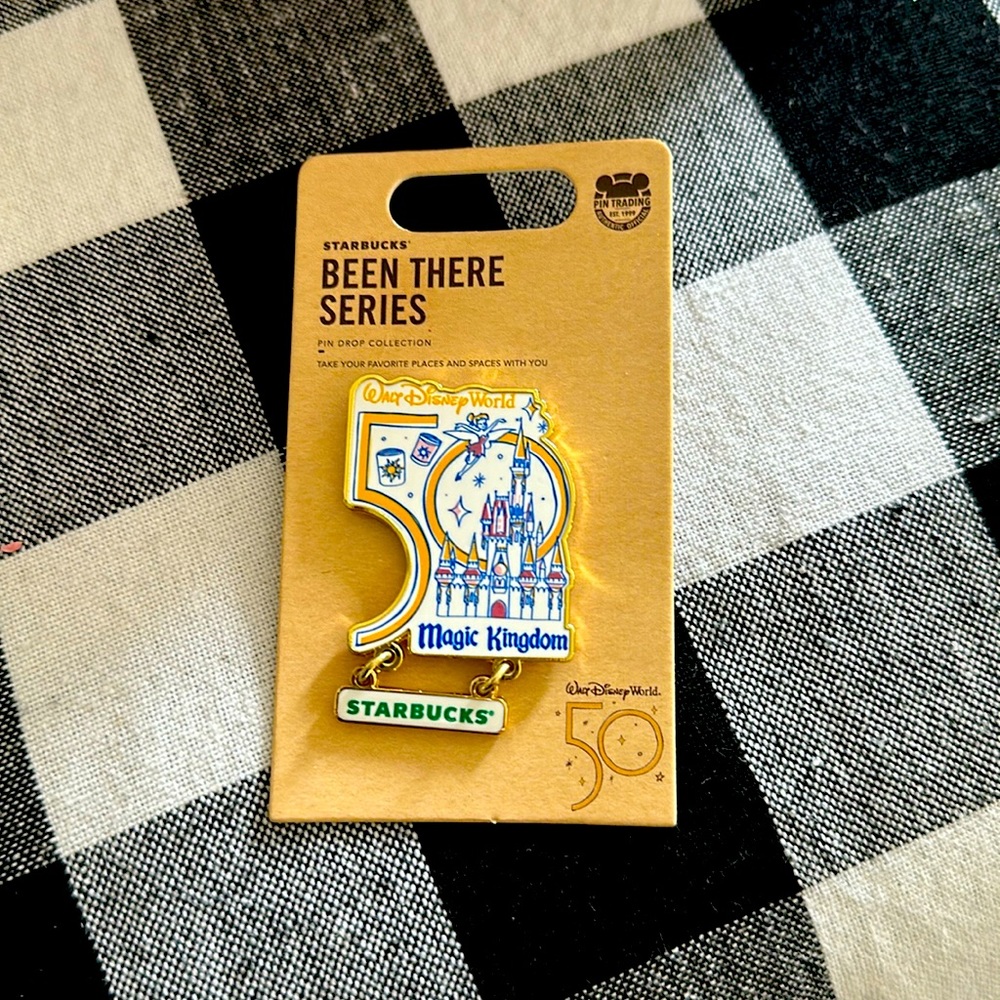 Disney 50th Anniversary Magic Kingdom Starbucks Pin